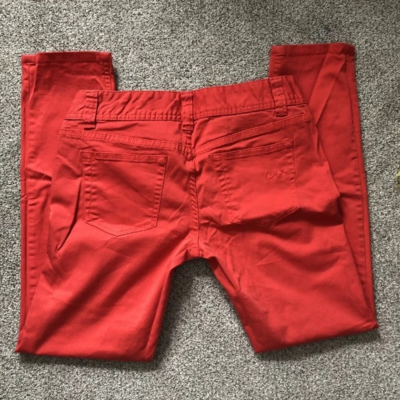 American Rag Cie Red Skinny Jeans Faded Size 7 - Picture 2 of 8